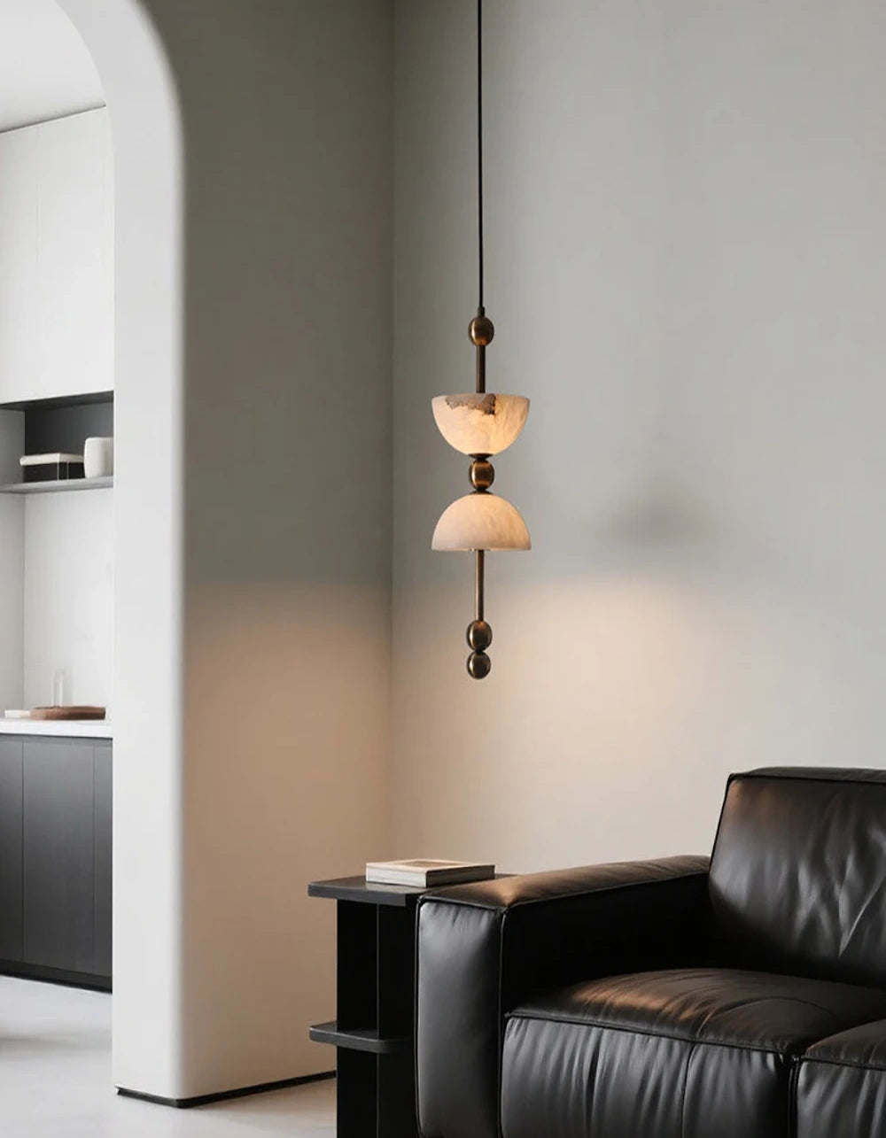Celeste Double Dome Alabaster Pendant Light