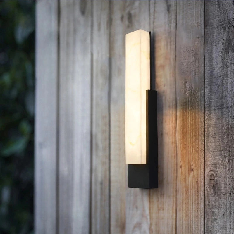 Outdoor Minimalist Alabaster LED Wall Sconce, Waterproof
