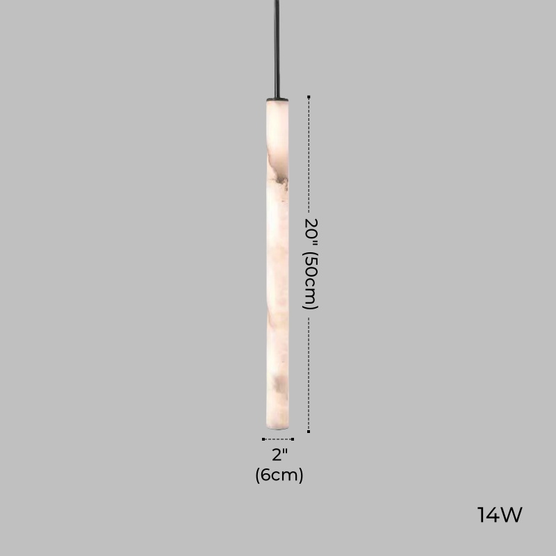 Minimalist Bedside Alabaster Tube Pendant Light, Black or Brass