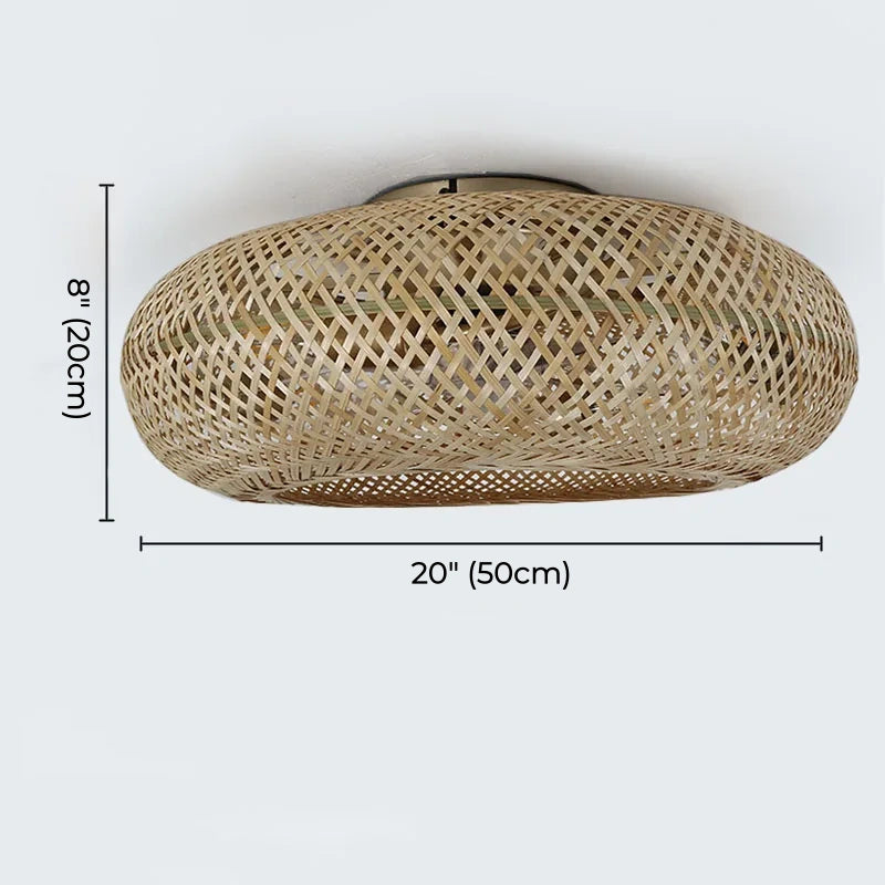 Natural Bamboo Rattan Woven Light with Ceiling Fans