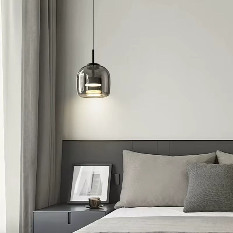 Nordic Designer Amber Glass LED Pendant light for Kitchen, Dimmable