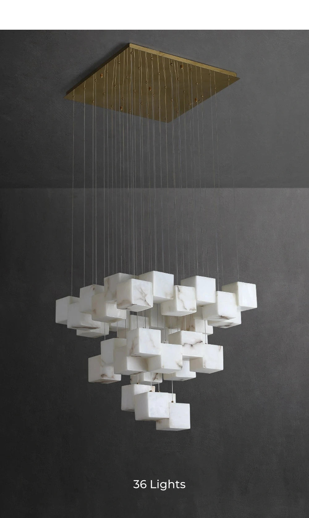 Dolomite Cluster Alabaster Cube Chandelier, Modular