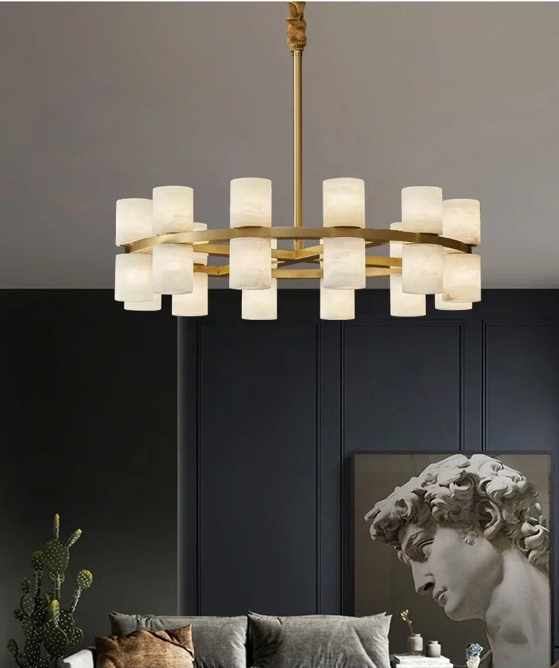 Grand Alabaster Cylinder LED Chandelier
