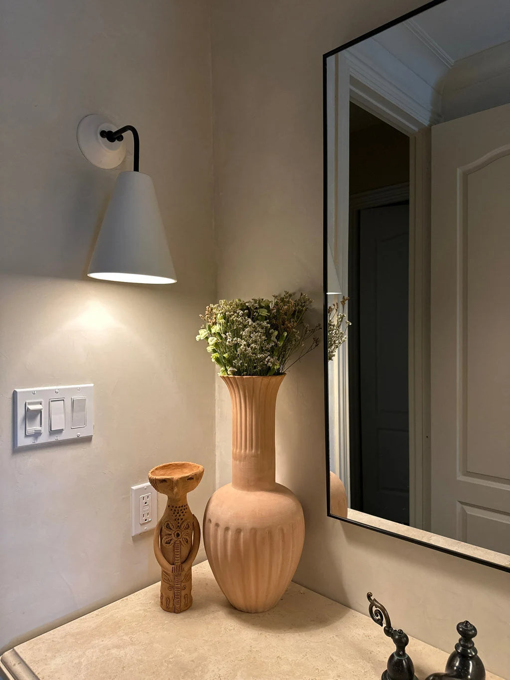 Rustic White Bathroom Wall Sconce