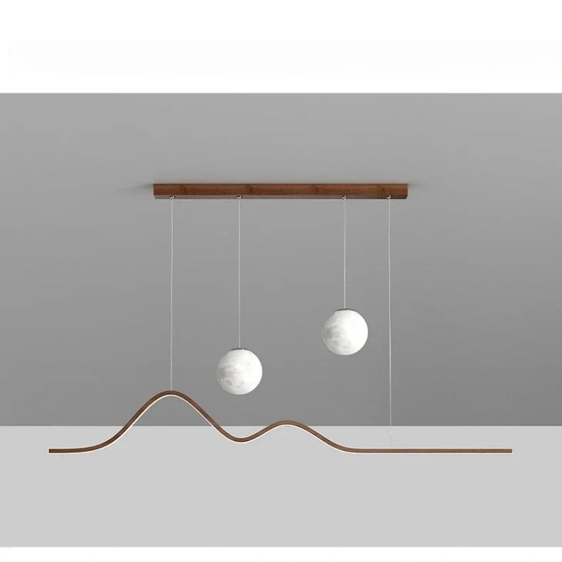 Forma Minimalist Arc LED Pendant Light with Two Globes