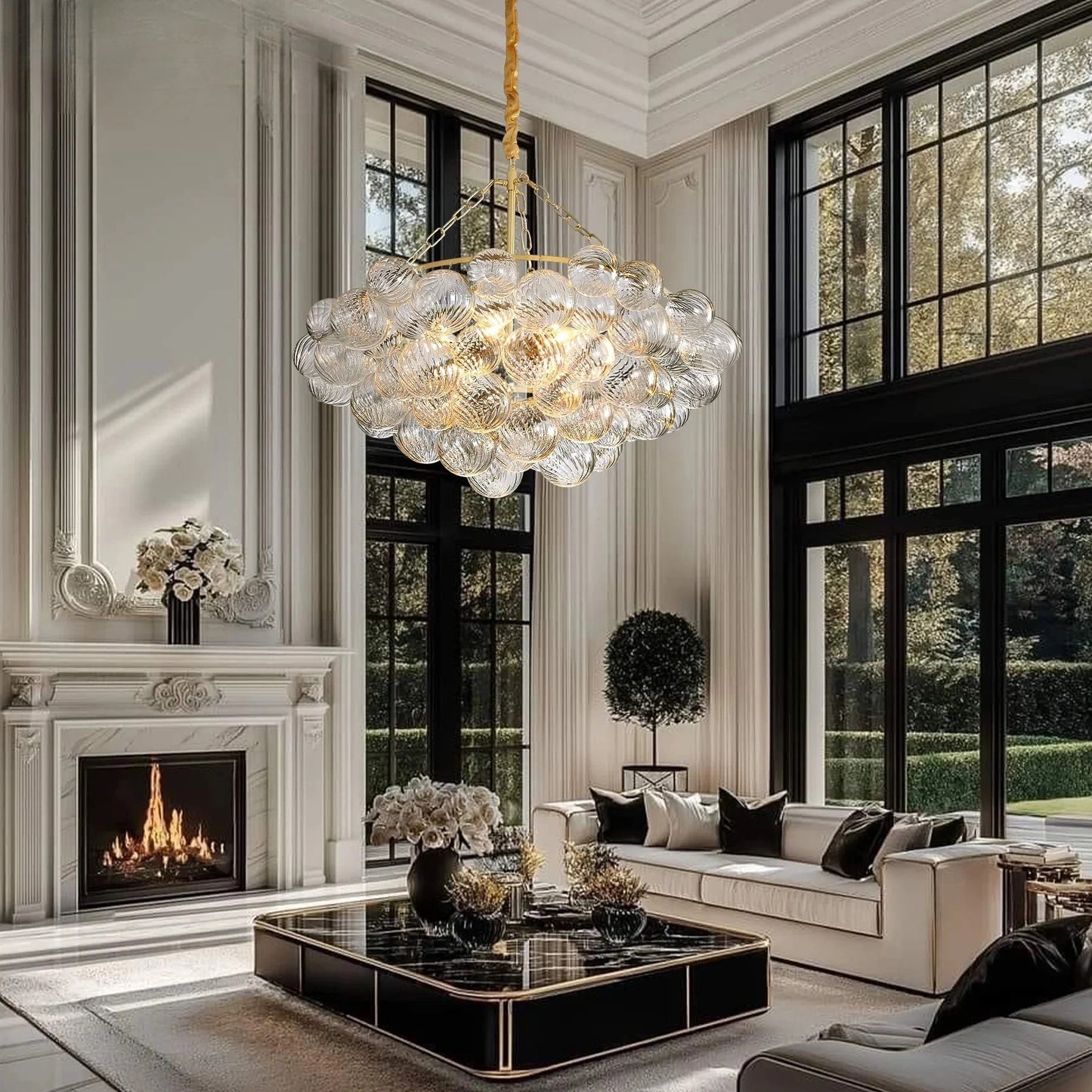 Colette Floating Bubbles 4-Tier Glass Chandelier