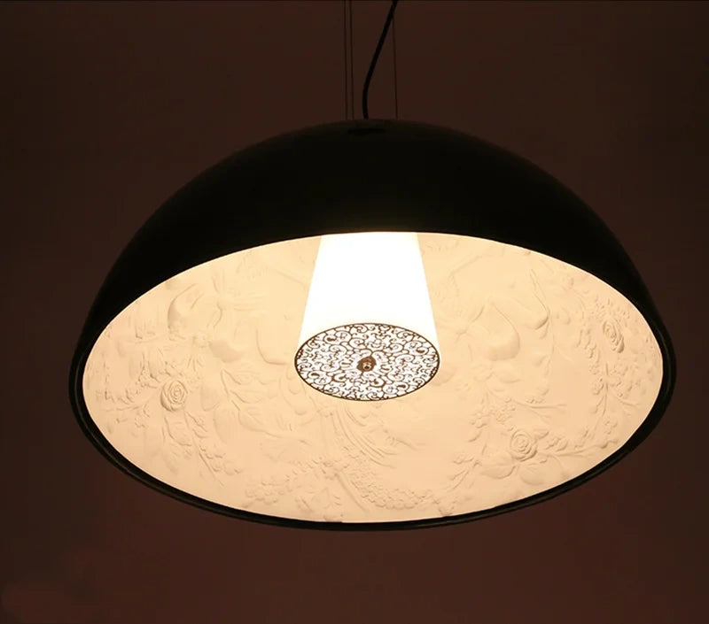 Resin Floral Relief Bloom Dome Pendant Light