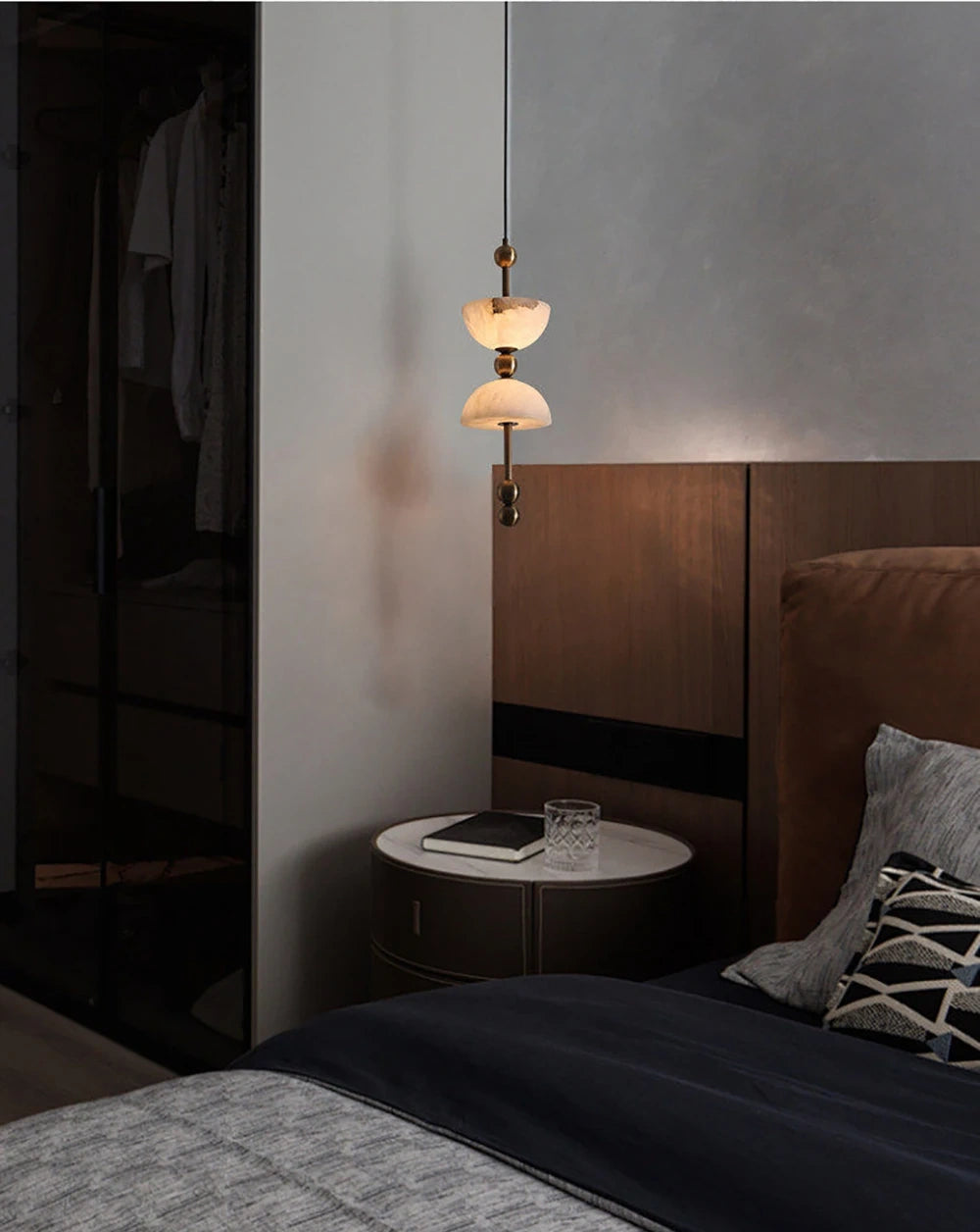 Celeste Double Dome Alabaster Pendant Light