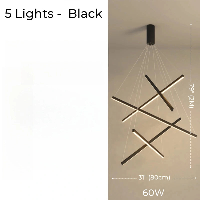 Hoell Geometry Layered Multi-Layers LED Chandelier, Black