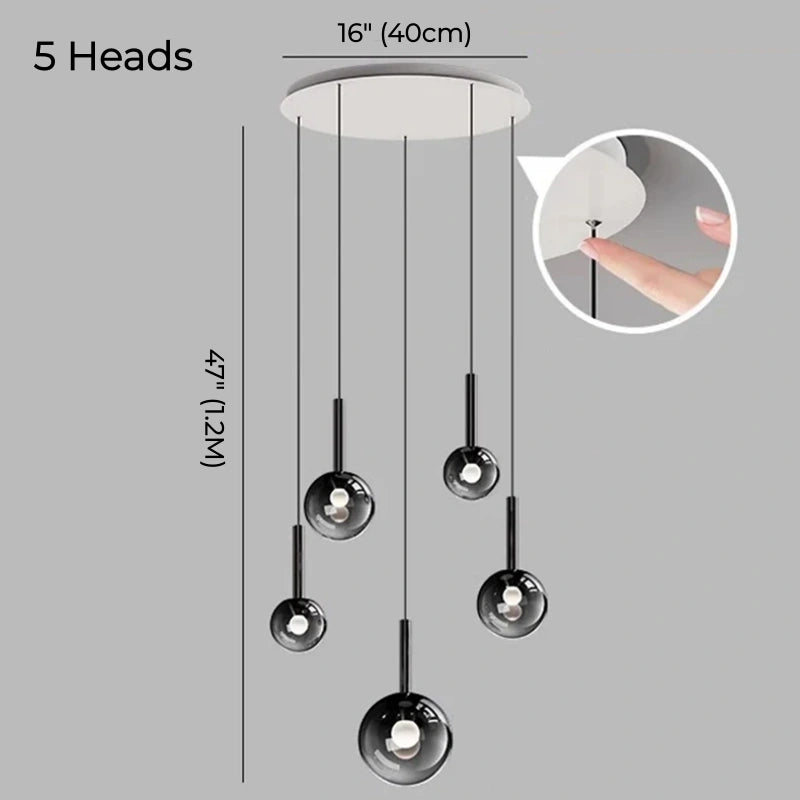 Sylvara Smoky Gray Glass Cluster Chandelier
