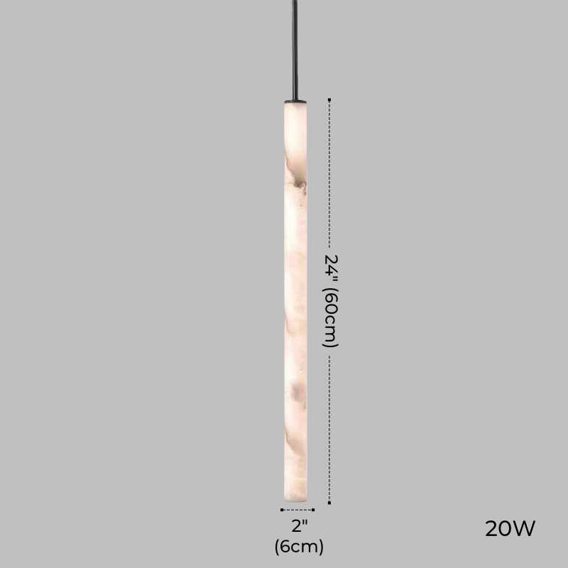 Minimalist Bedside Alabaster Tube Pendant Light, Black or Brass