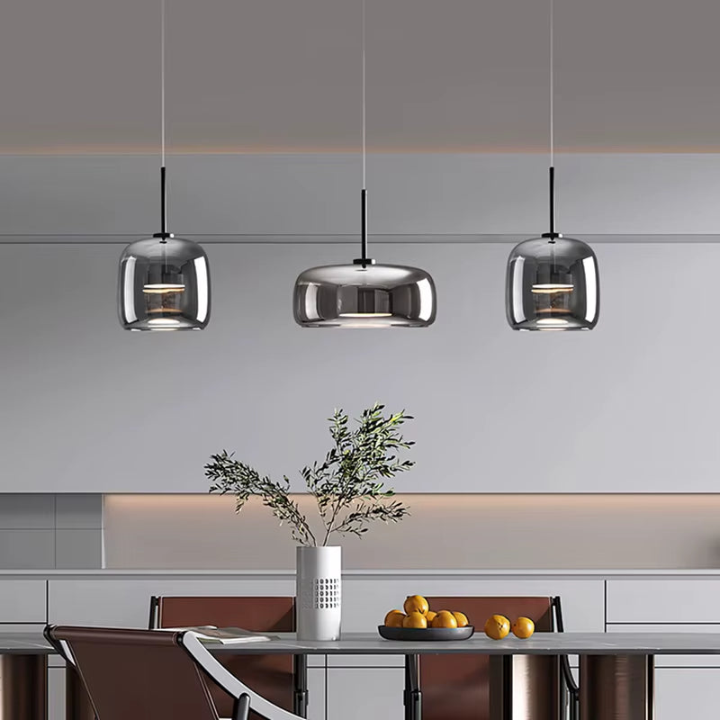 Nordic Designer Amber Glass LED Pendant light for Kitchen, Dimmable