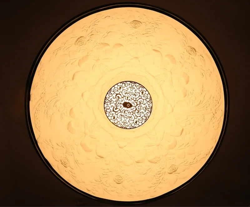 Resin Floral Relief Bloom Dome Pendant Light