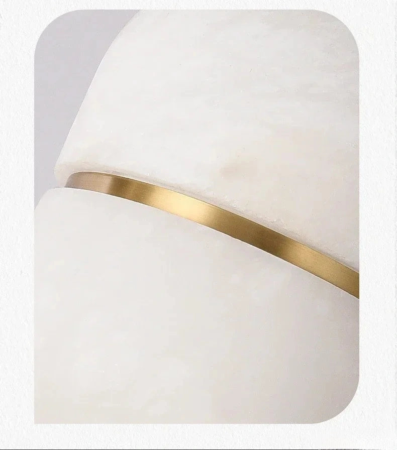 Ellipse Alabaster Pendant Light with Gold Accent Ring