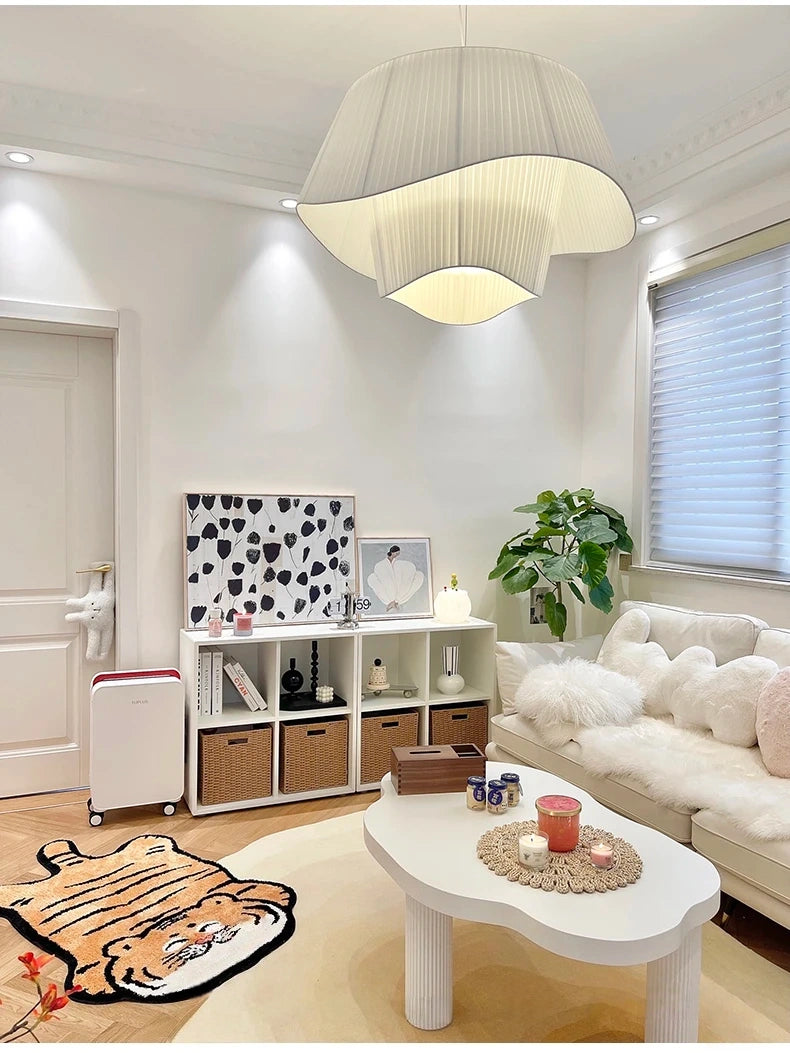 Double-Layer Pleated Fabric Pendant Light