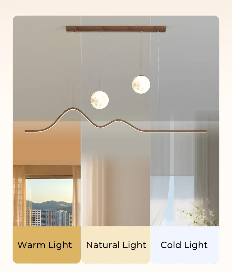 Forma Minimalist Arc LED Pendant Light with Two Globes