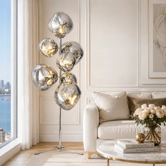 Tambora Lava Floor Lamp with Low-Profile Tripod Base