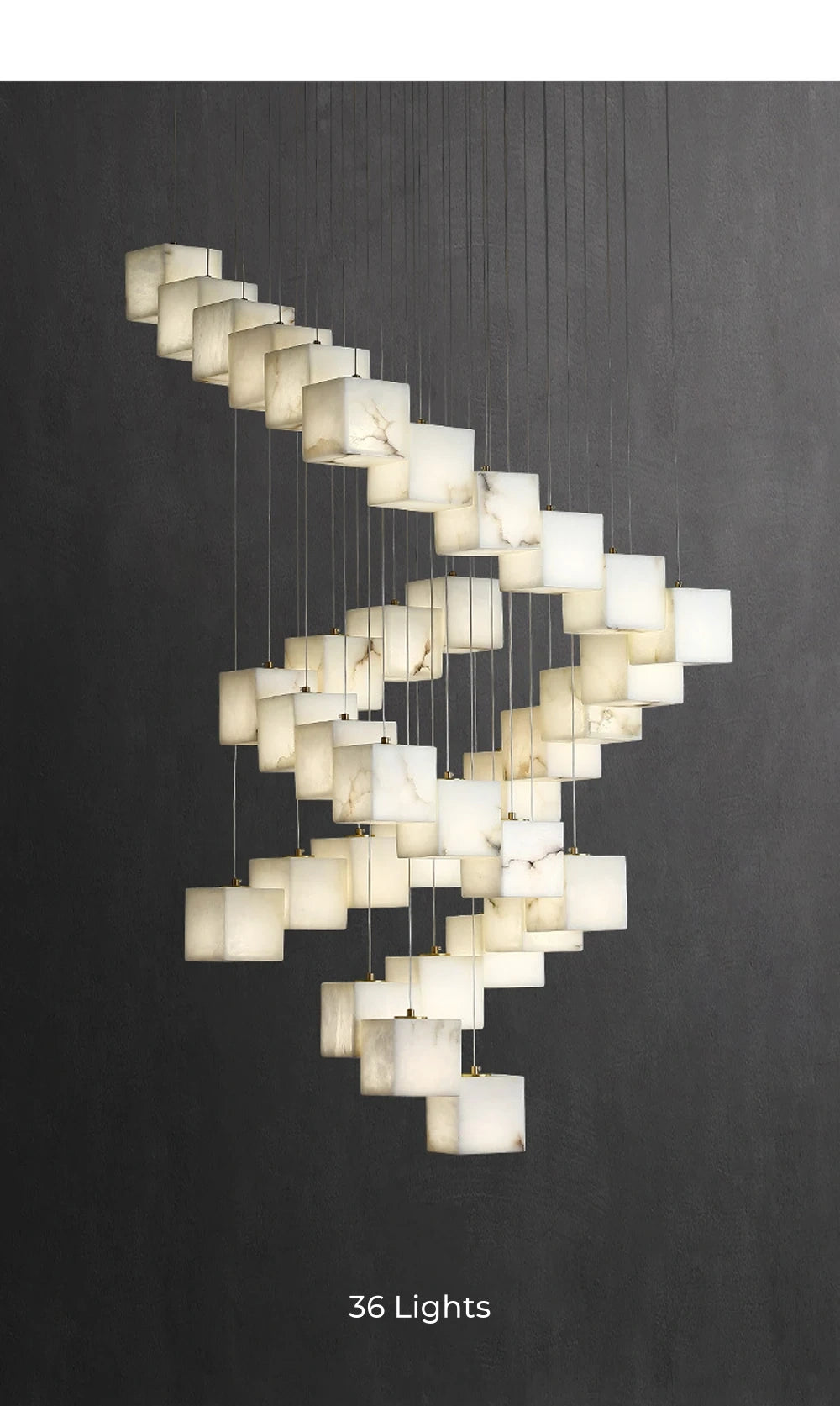 Dolomite Cluster Alabaster Cube Chandelier, Modular