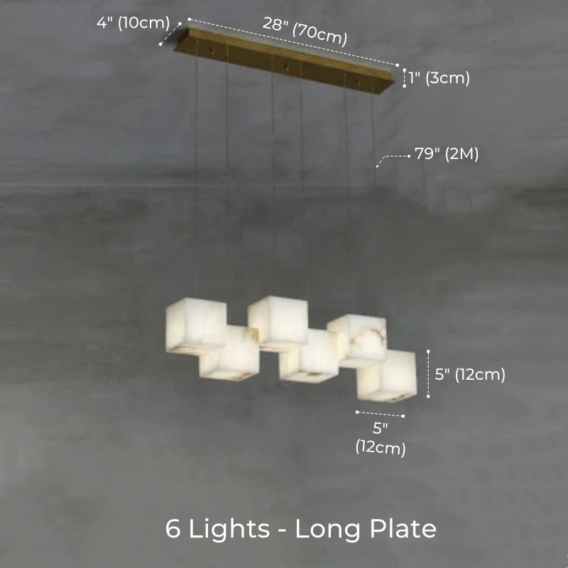 Dolomite Cluster Alabaster Cube Chandelier, Modular