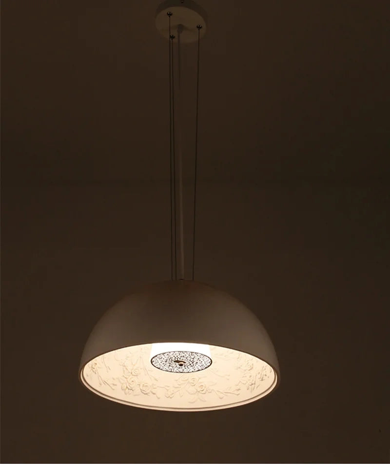 Resin Floral Relief Bloom Dome Pendant Light