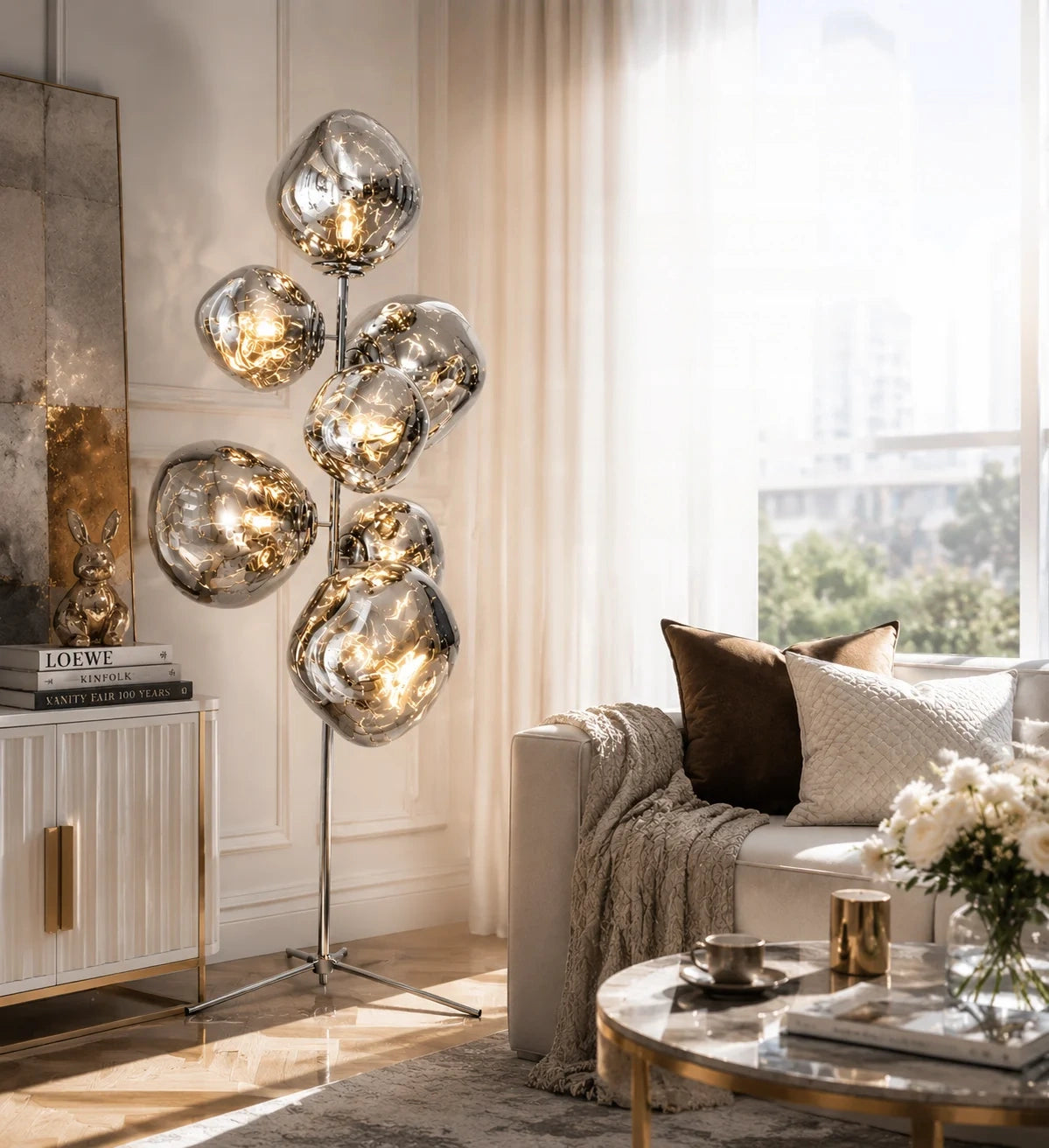 Tambora Lava Floor Lamp with Low-Profile Tripod Base