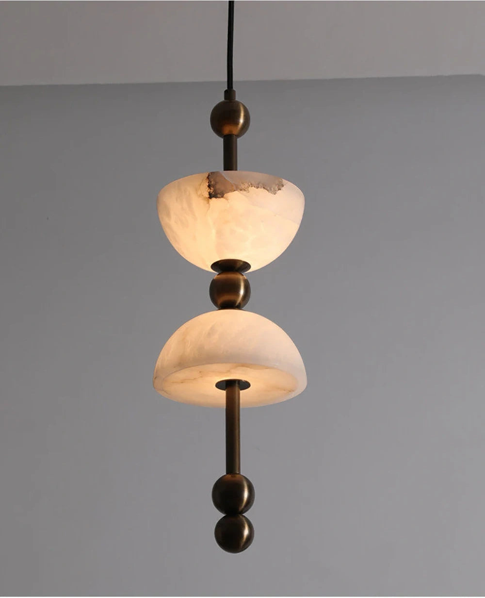Celeste Double Dome Alabaster Pendant Light