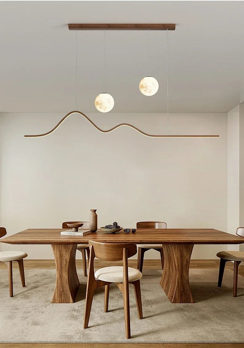 Forma Minimalist Arc LED Pendant Light with Two Globes