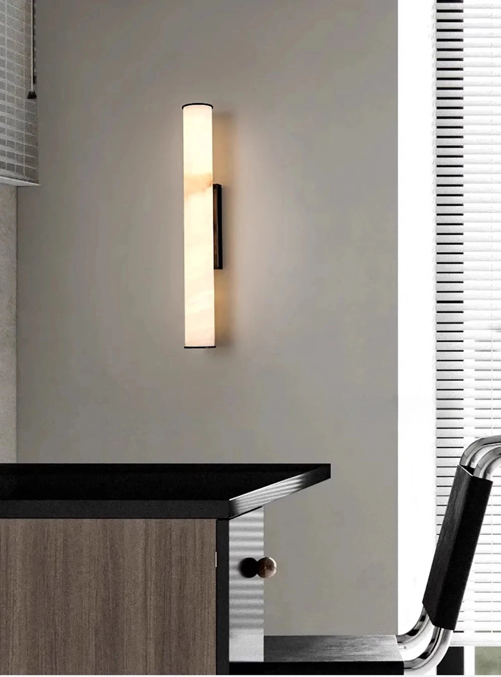 Daphne Laurel Tube Alabaster Wall Sconce