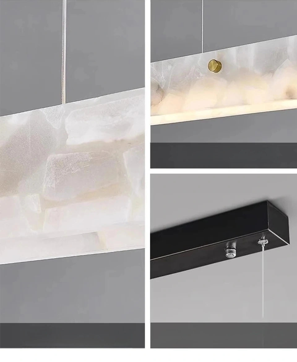 Luxury Alabaster Linear LED Pendant Light, Minimalist