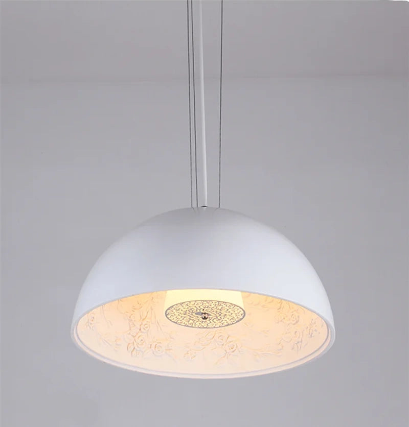 Resin Floral Relief Bloom Dome Pendant Light