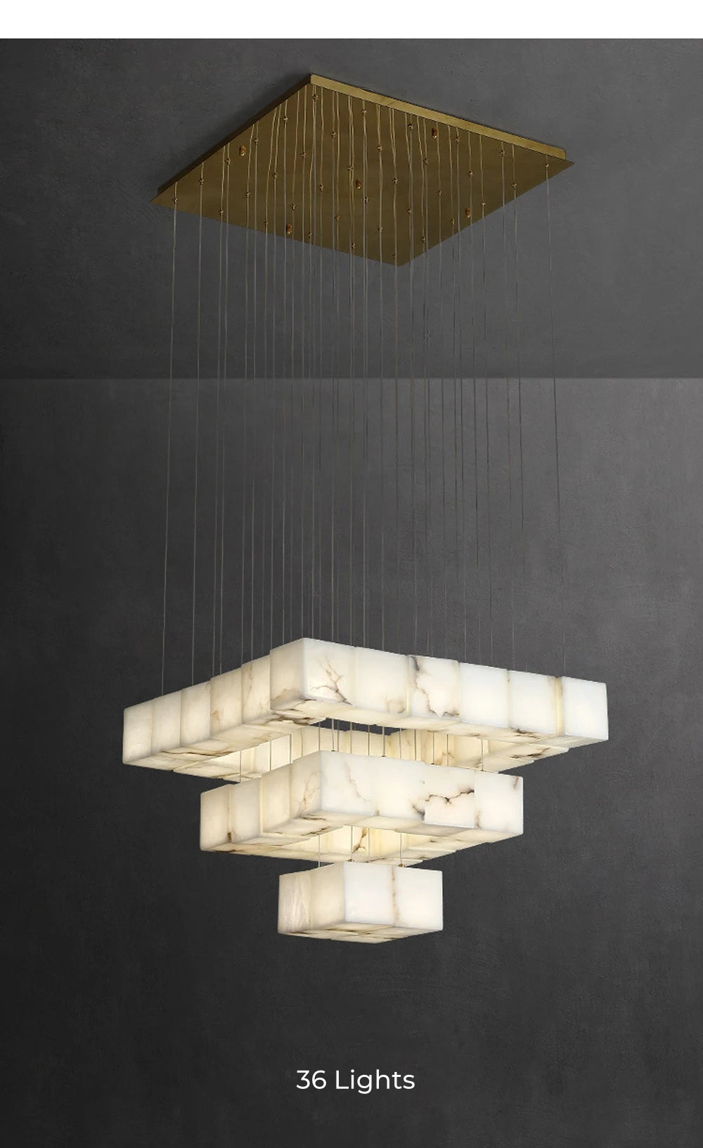 Dolomite Cluster Alabaster Cube Chandelier, Modular