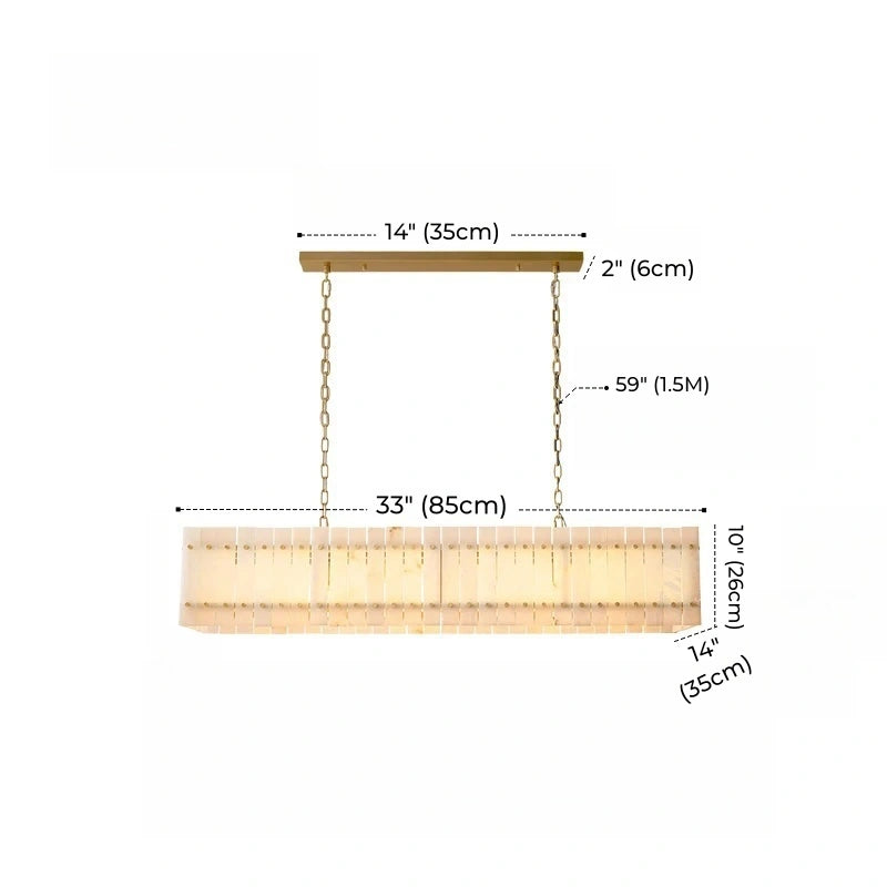 Mallory Rectangular Alabaster Chandelier, Dimmable