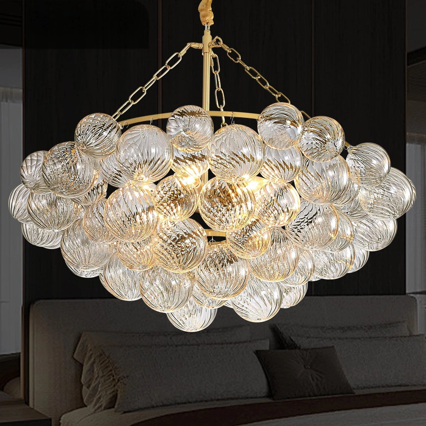 Colette Floating Bubbles 4-Tier Glass Chandelier