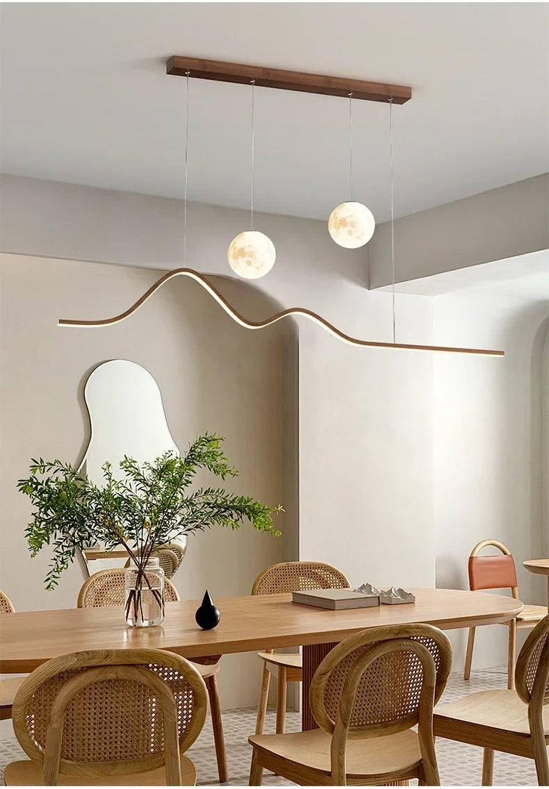 Forma Minimalist Arc LED Pendant Light with Two Globes