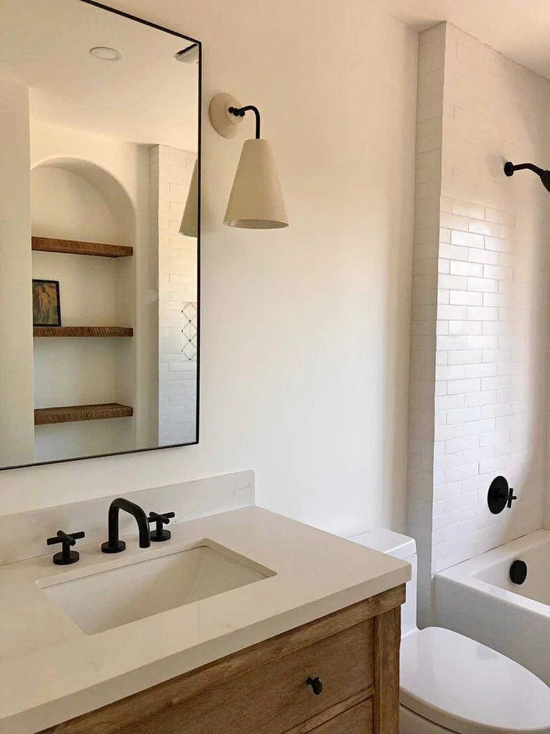 Rustic White Bathroom Wall Sconce