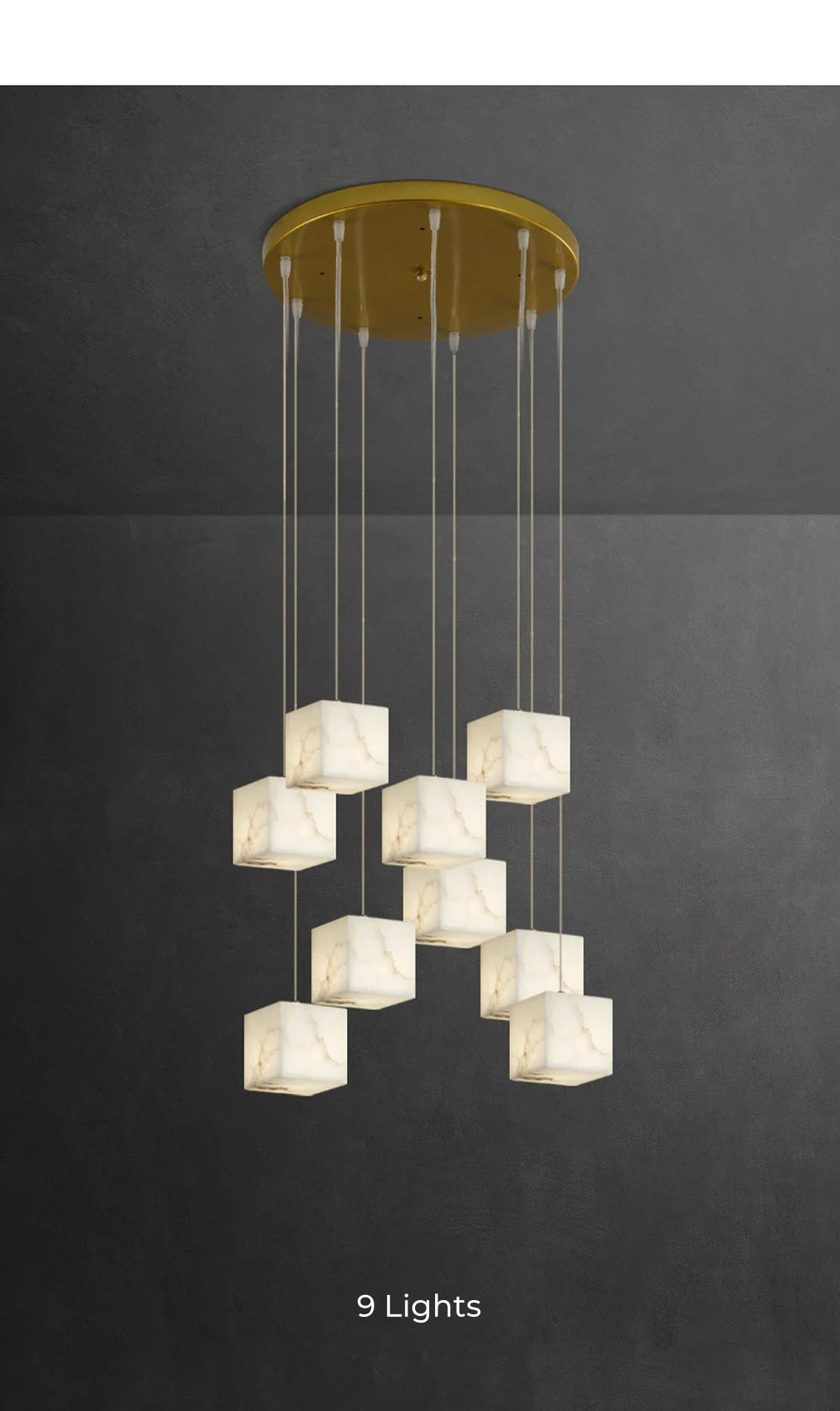 Dolomite Cluster Alabaster Cube Chandelier, Modular