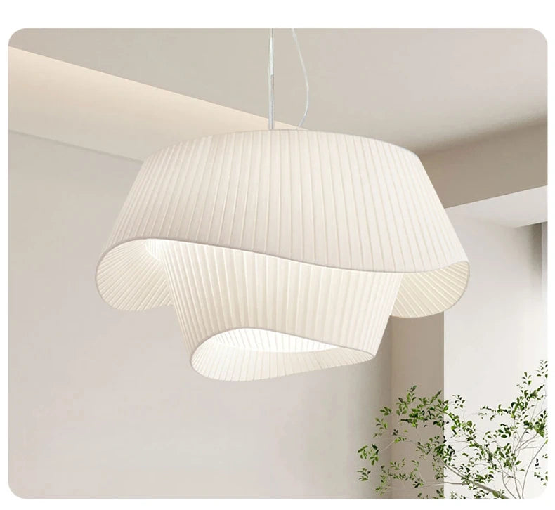 Double-Layer Pleated Fabric Pendant Light