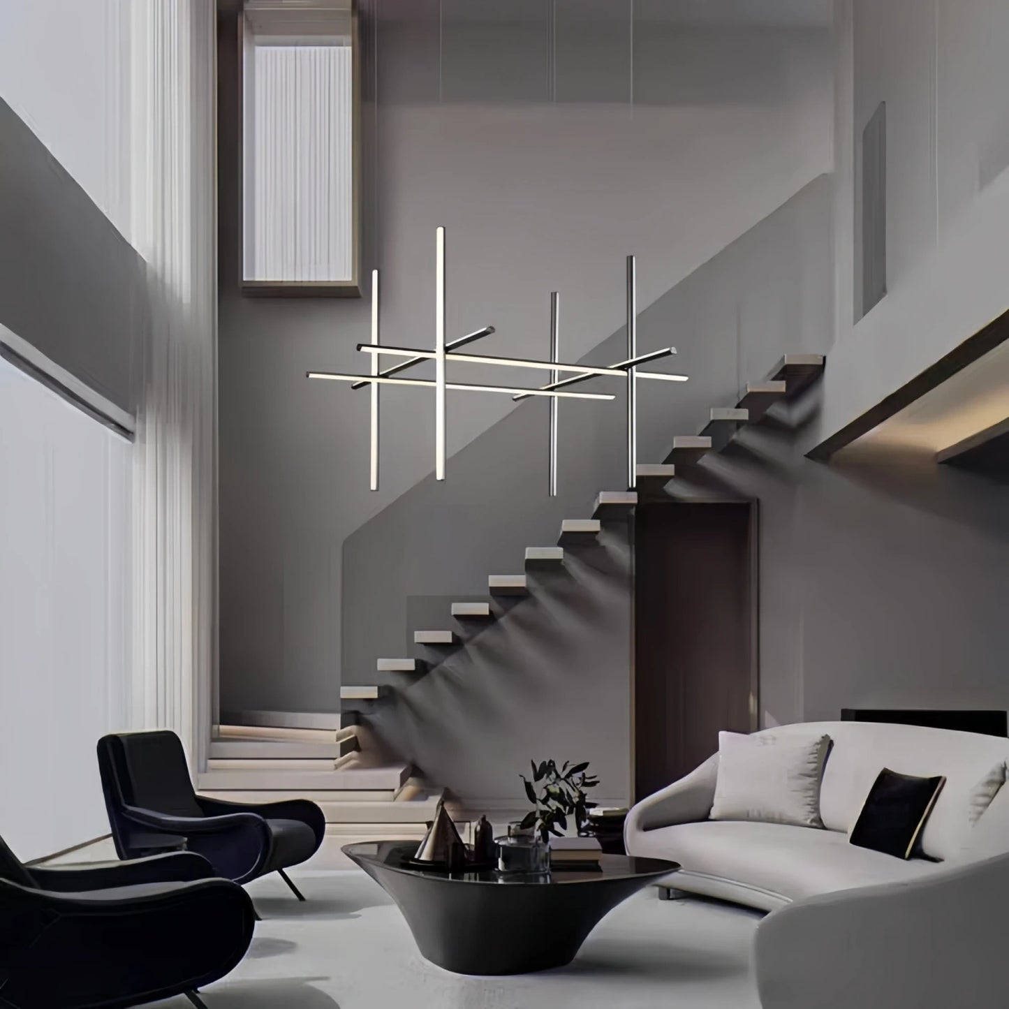 Minimalist Modular Aluminum Tube LED Chandelier