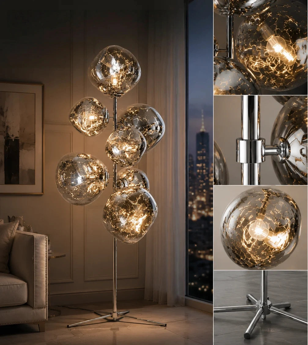 Tambora Lava Floor Lamp with Low-Profile Tripod Base