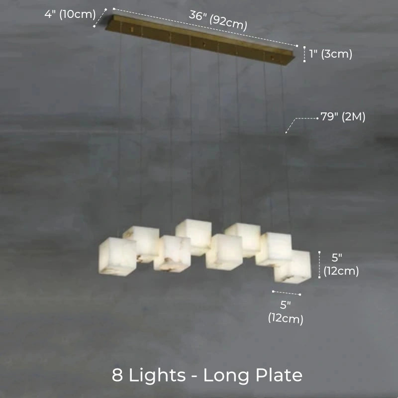 Dolomite Cluster Alabaster Cube Chandelier, Modular