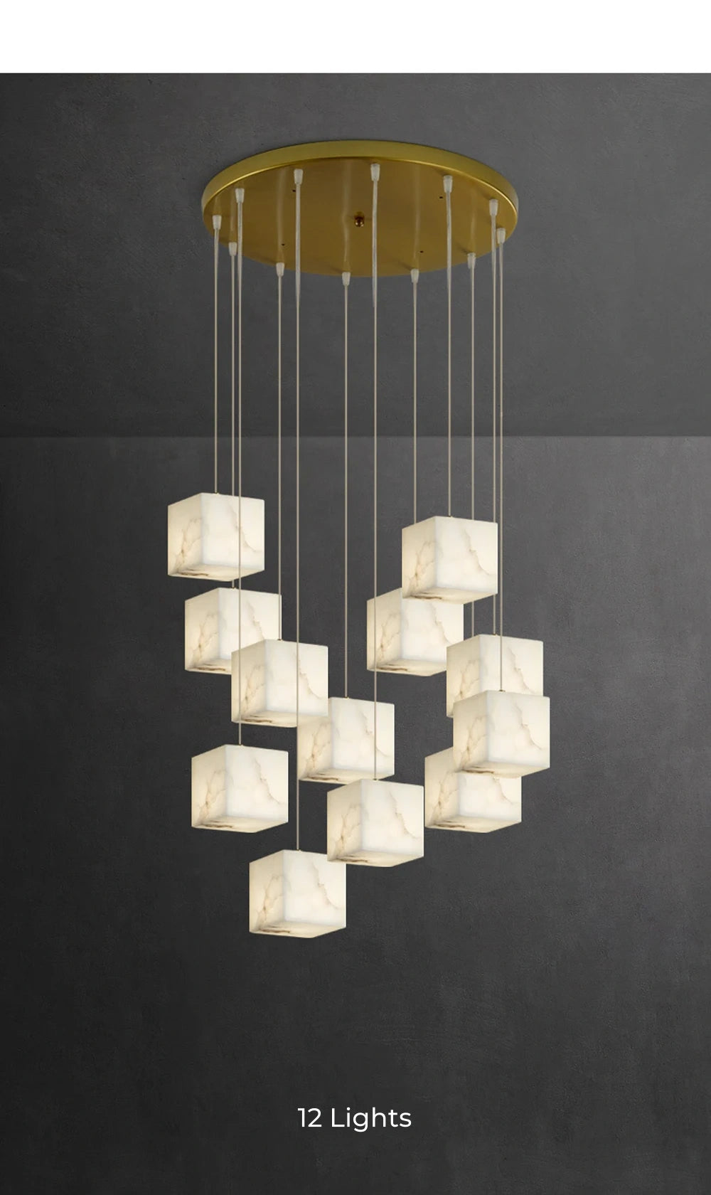 Dolomite Cluster Alabaster Cube Chandelier, Modular