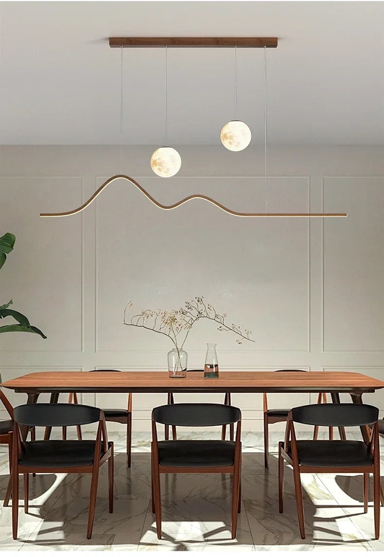 Forma Minimalist Arc LED Pendant Light with Two Globes