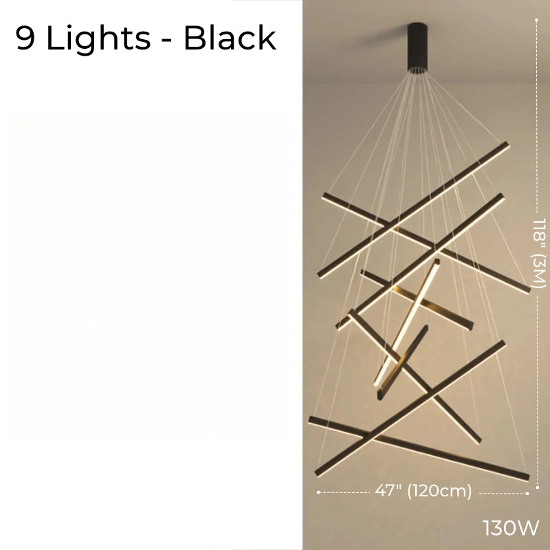 Hoell Geometry Layered Multi-Layers LED Chandelier, Black