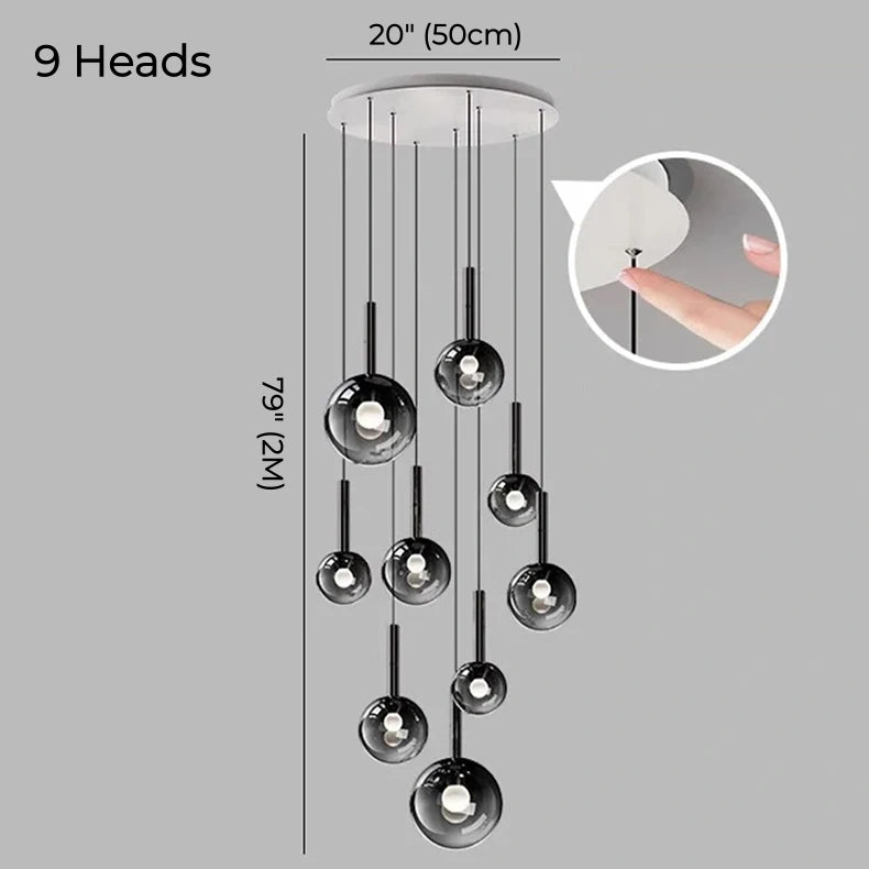 Sylvara Smoky Gray Glass Cluster Chandelier