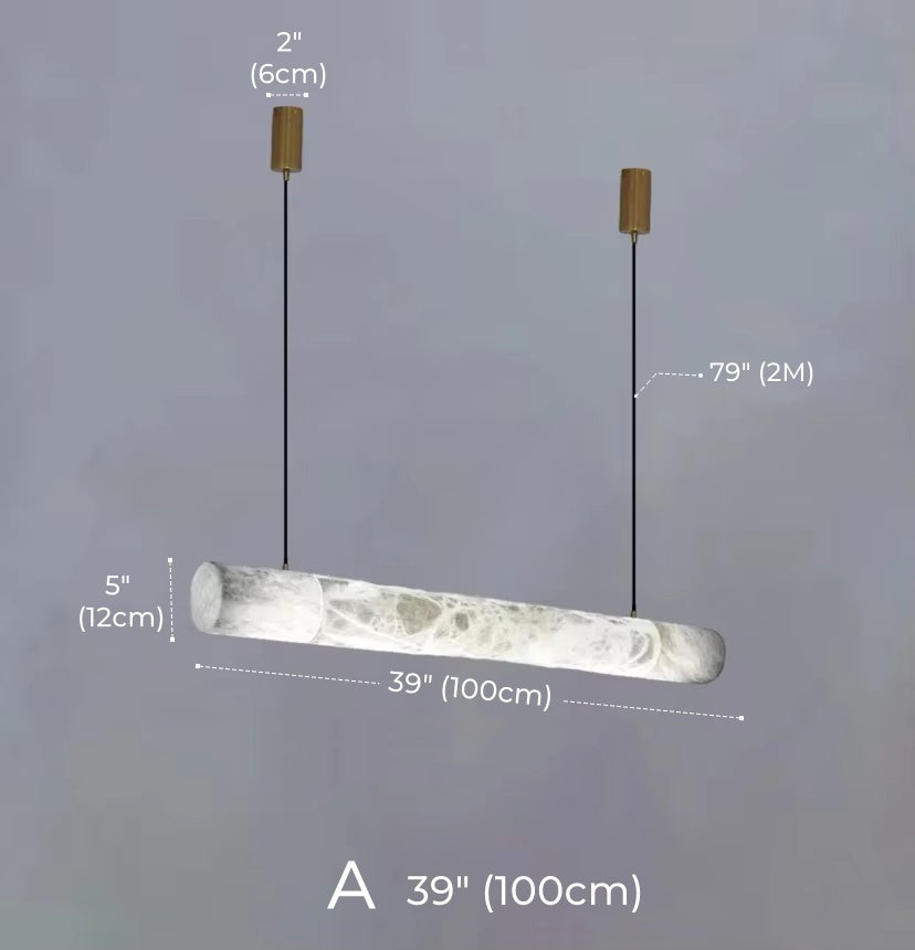 Irregular Alabaster Linear Tube Pendant Light, Minimalist