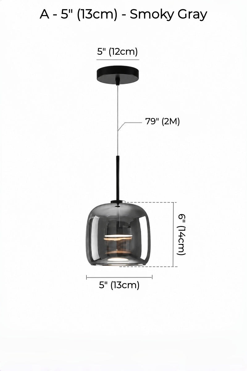 Nordic Designer Amber Glass LED Pendant light for Kitchen, Dimmable