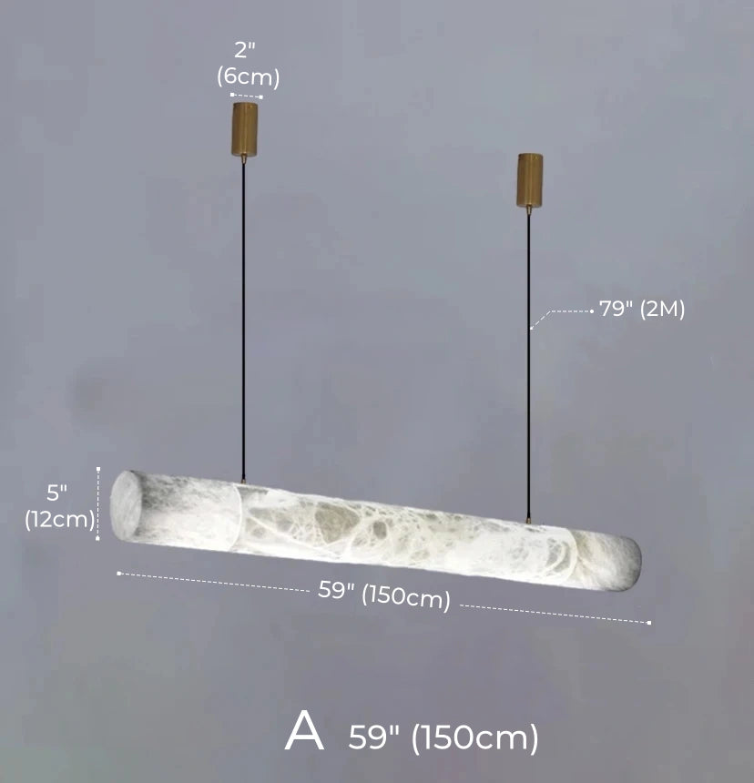 Irregular Alabaster Linear Tube Pendant Light, Minimalist