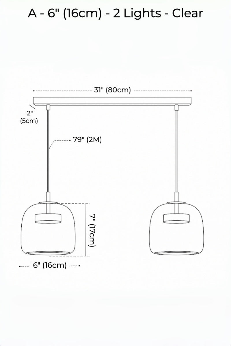 Nordic Designer Amber Glass LED Pendant light for Kitchen, Dimmable