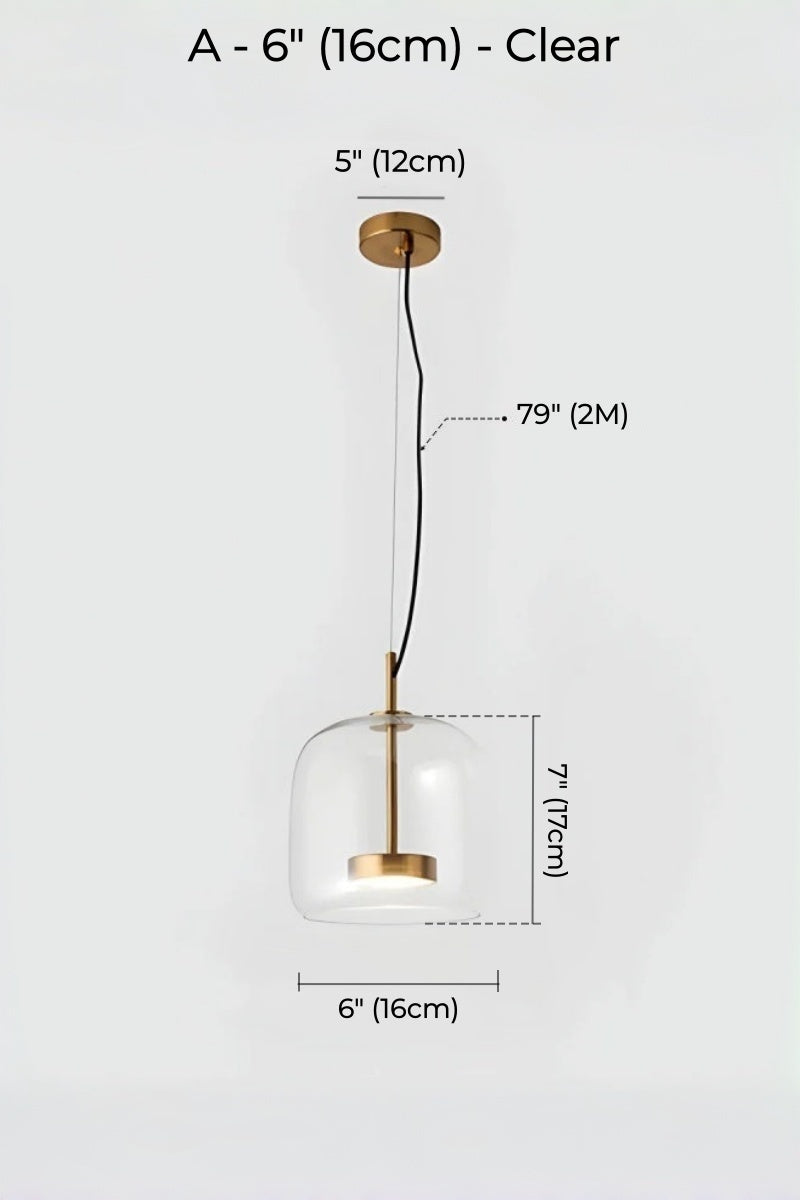 Nordic Designer Amber Glass LED Pendant light for Kitchen, Dimmable
