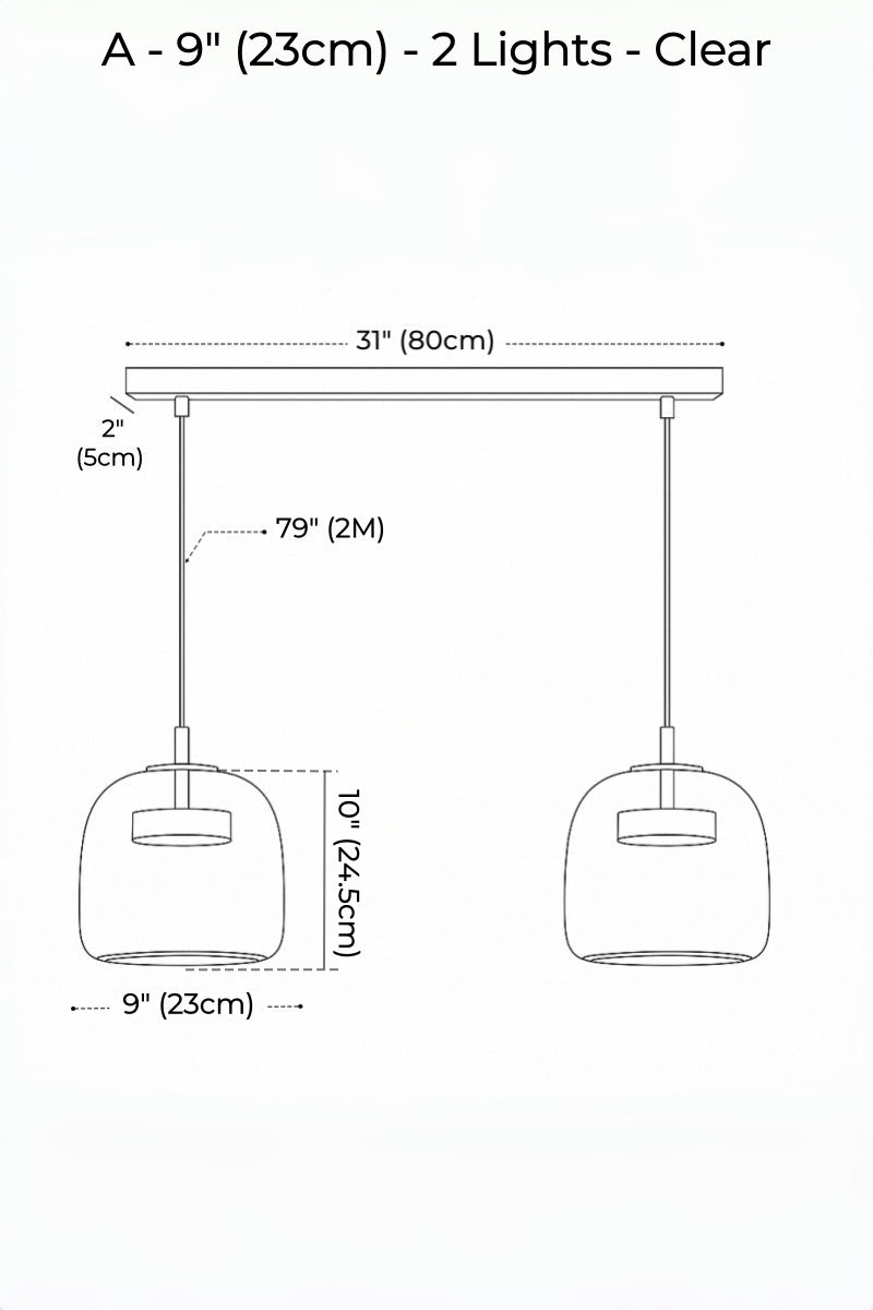 Nordic Designer Amber Glass LED Pendant light for Dinning, Dimmable